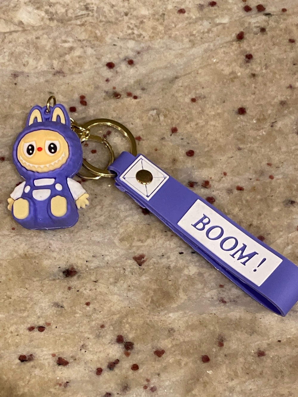 Purple Kids Keychain Wrist Strap with Cute Character Charm